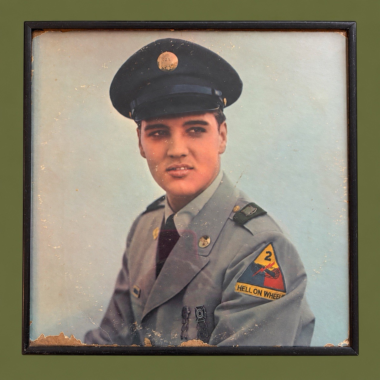 Framed Elvis Presley album Photo Portrait in Army Military Uniform no record