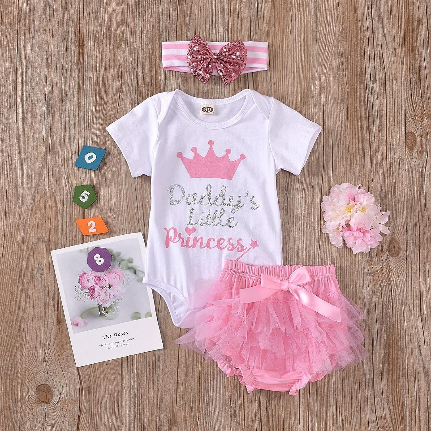 3Pcs Newborn Baby Girl Outfits Clothes Romper tutu Dress Jumpsuit Bodysuit Set