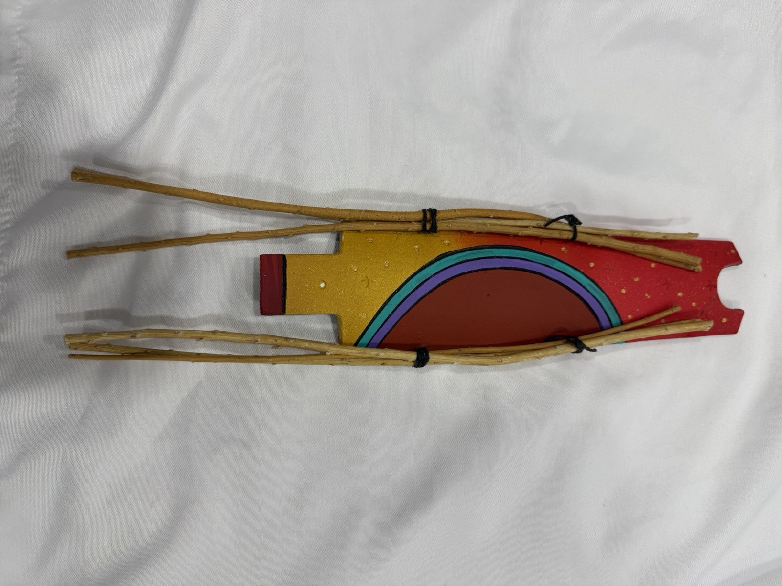 Vintage Beverly Henderson Navajo Folk Art Wall Hanging - Signed REPAIRED AS-IS