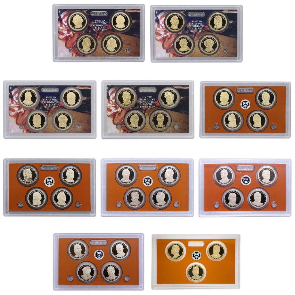 2007 - 2016 S Proof Presidential Dollar Set-TEN SETS-NO Box/COA