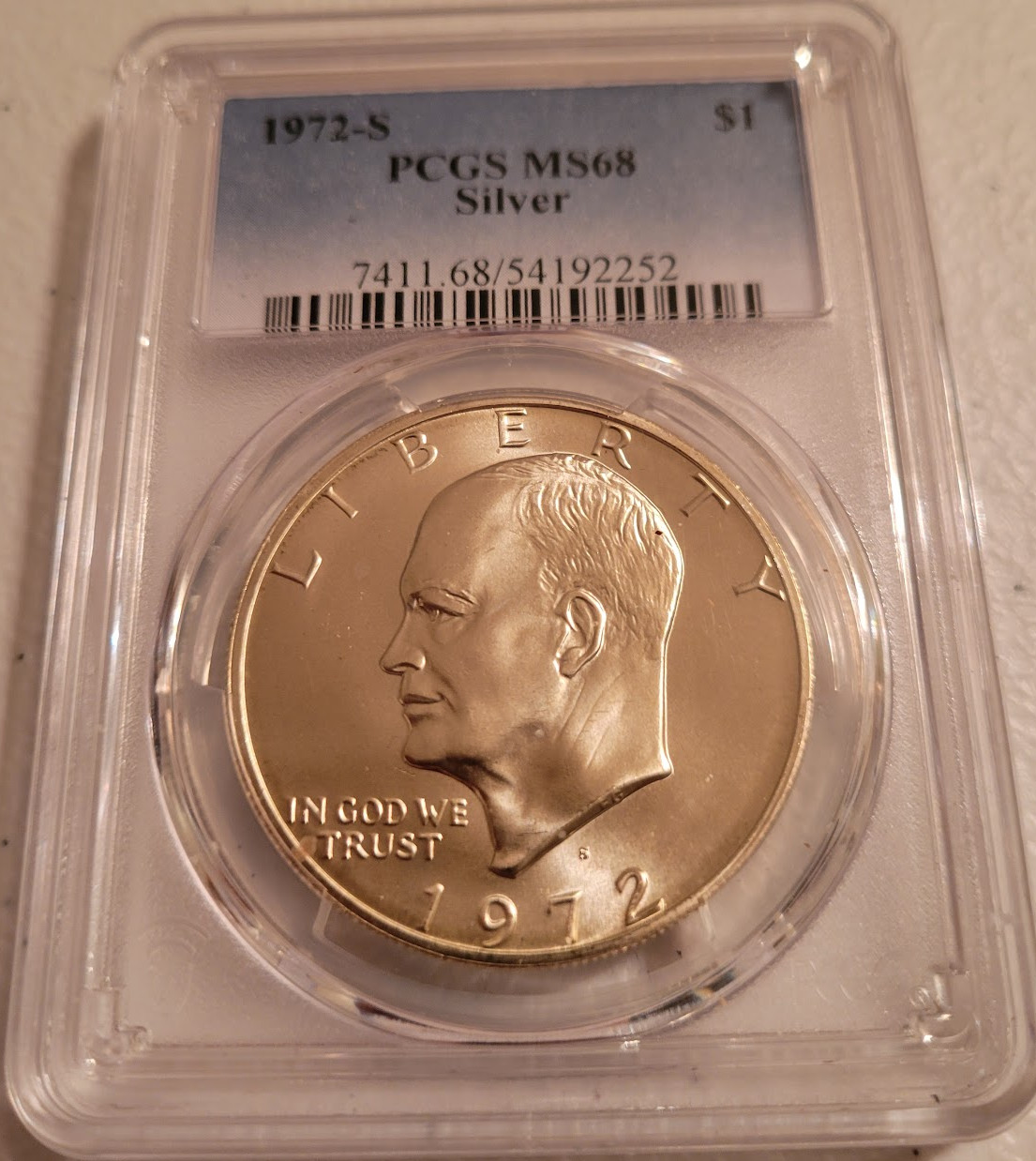 :1972-S $1 Eisenhower Silver Dollar PCGS MS68 Blast White Rare R2 Highest Grades