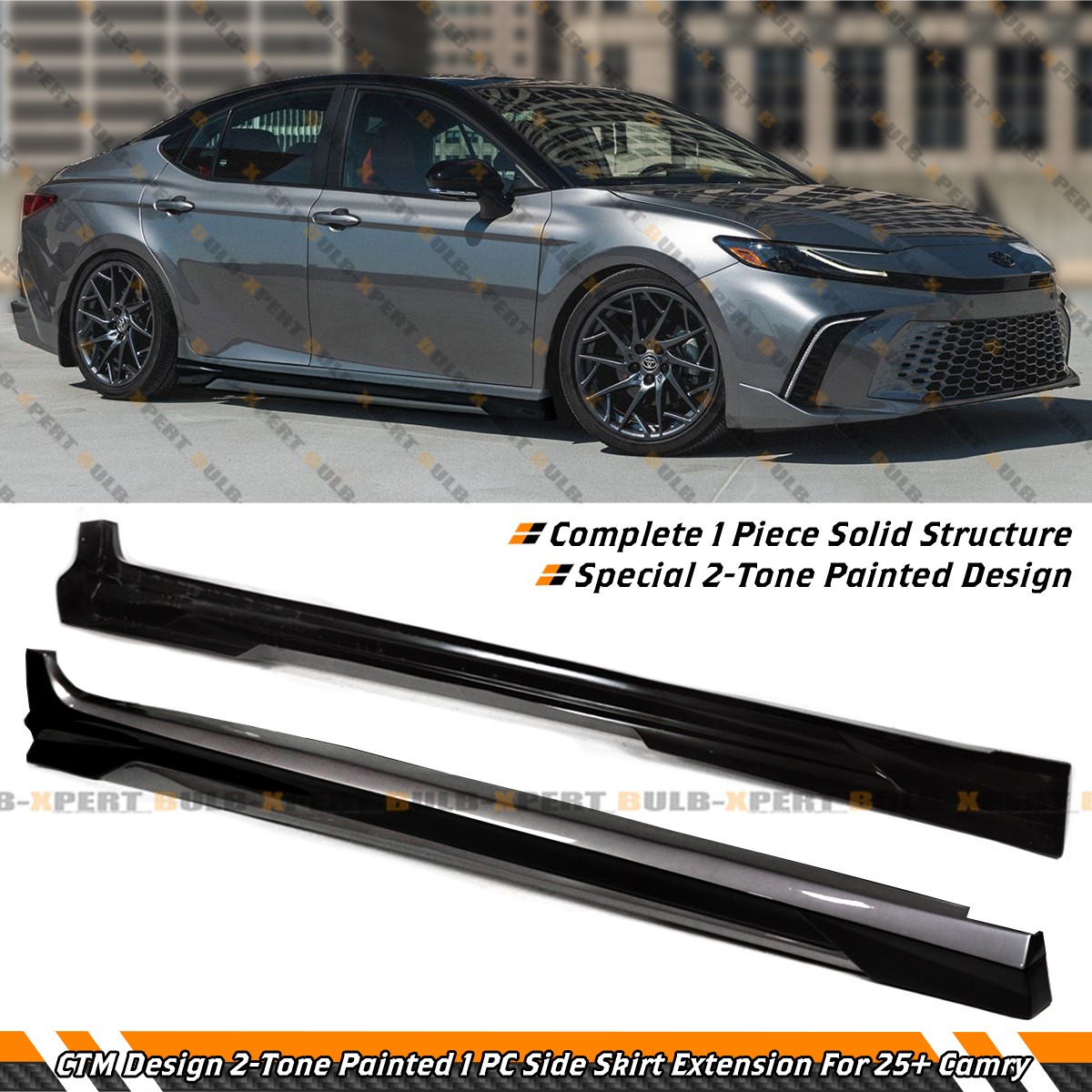 For 25-26 Toyota Camry CTM Design Heavy Metal Black 2-Toned Side Skirt Extension
