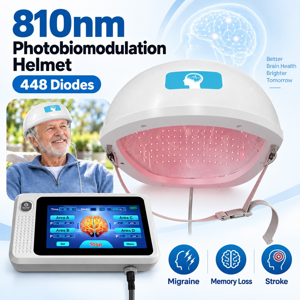 810nm PBM Photobiomodulation Brain Helmet for Parkinson Stroke Cognitive Decline
