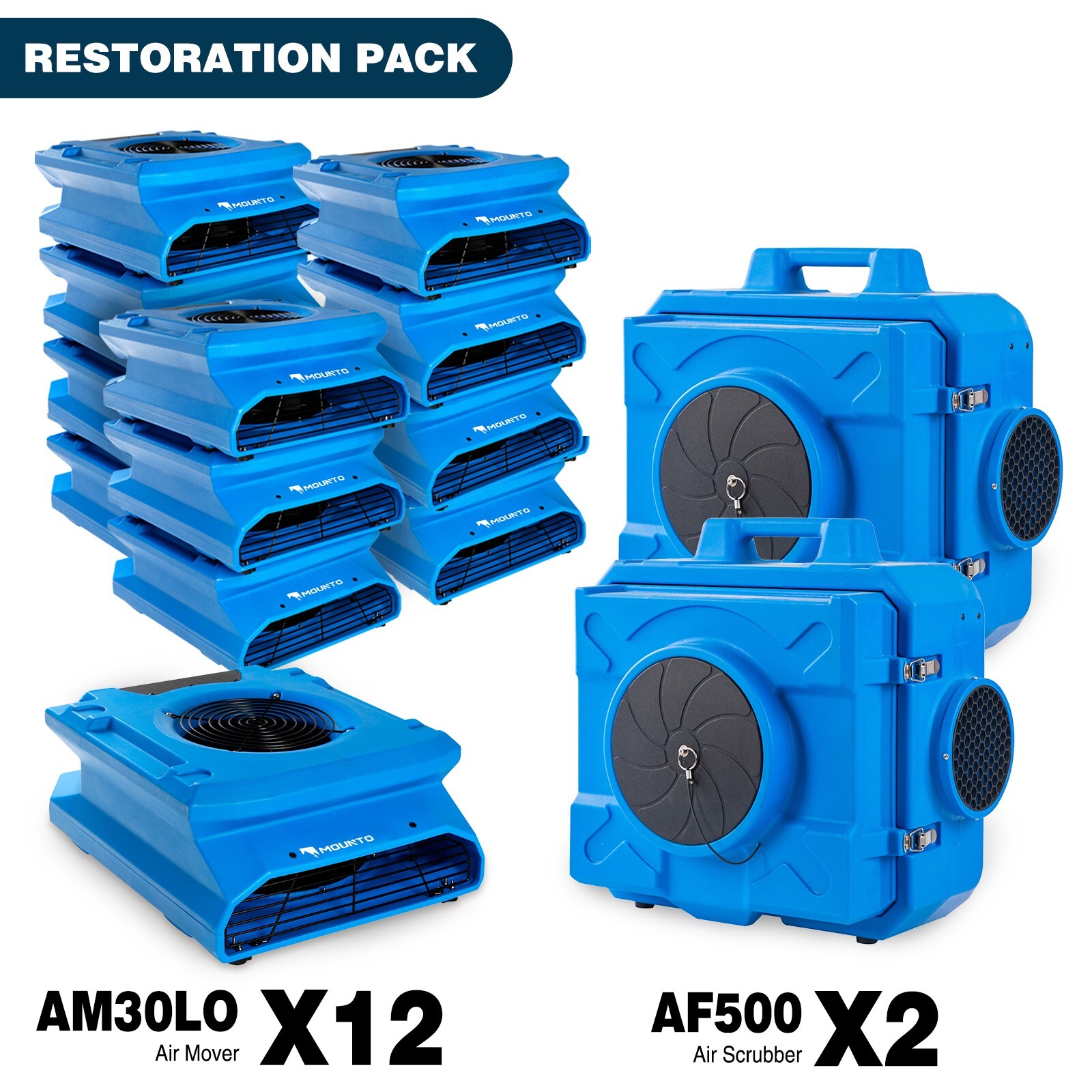 MOUNTO Water Damage Restoration Combo Package  12xAir Mover 2xAir Scrubber