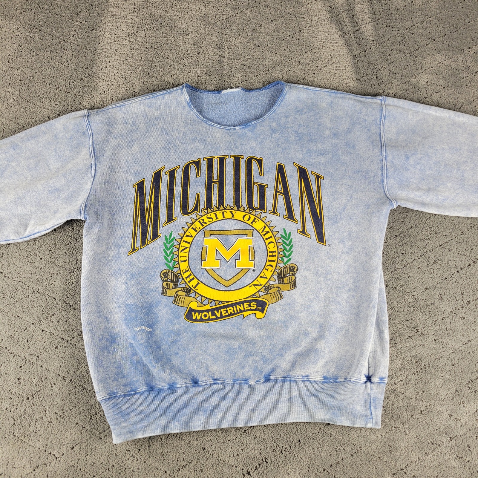 Vintage University Of Michigan Sweatshirt Blue Long Sleeve Relaxed Nutmeg Vintage University Of Michigan Sweatshirt Blue Long Sleeve Relaxed Nutmeg