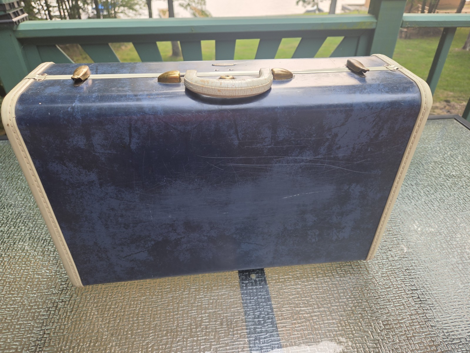 VTG 1950s Samsonite Shwayder bros Hard Shell Suitcase Blue Mid Century Prop