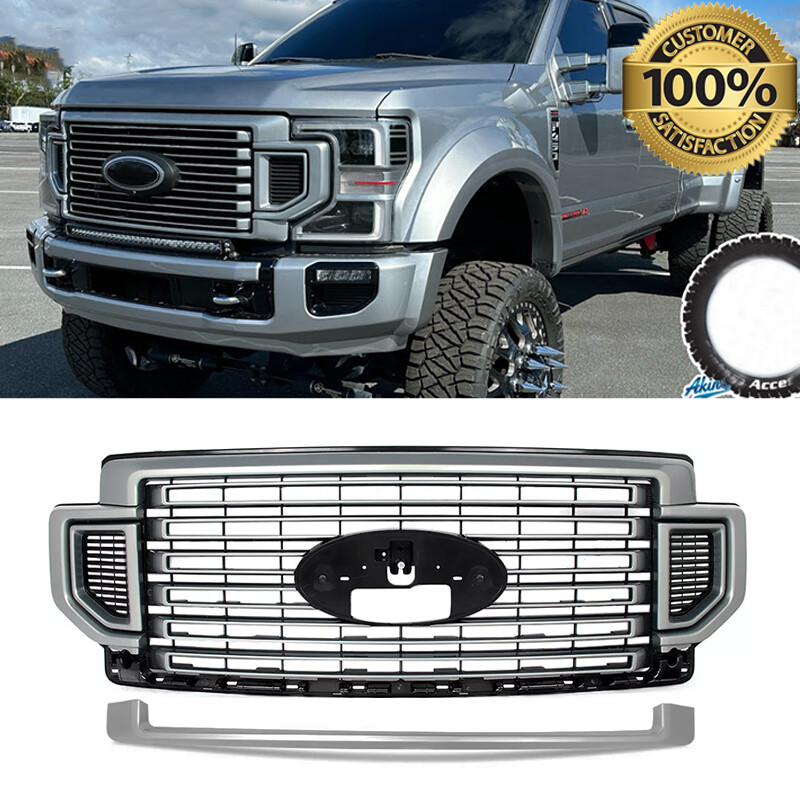 Iconic Silver Front Bumper Grille For Ford F-250 F250 F-350 F350 F-450 2020-2022