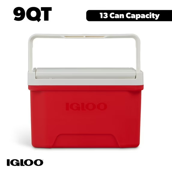 Igloo Small Cooler 9 Quart Laguna Ice Chest 13 Can Capacity Red