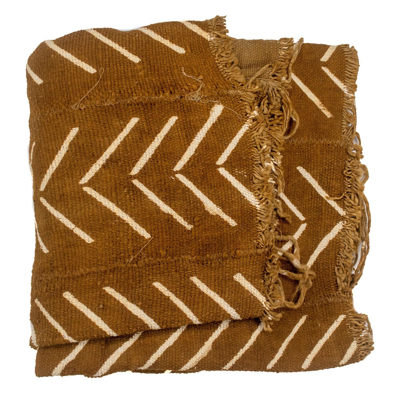 Caramel Brown Bogolan Mali Mud Cloth Jumbo Arrow Design African Cotton Handmade