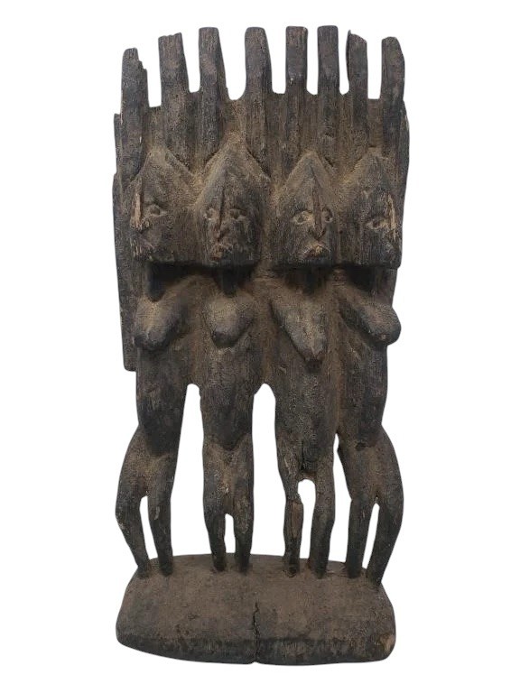 Vintage Dogon Ancestor Group Figure Mali Hardwood Carved Ritual Panel 16