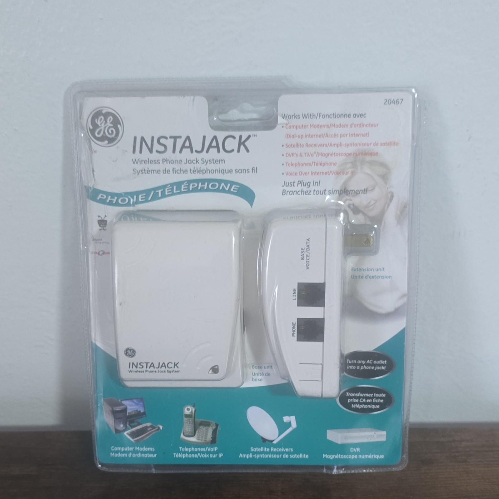 NEW GE InstaJack 2 Wireless Phoneline Jack 86597 Vintage NOS NEW OLD STOCK