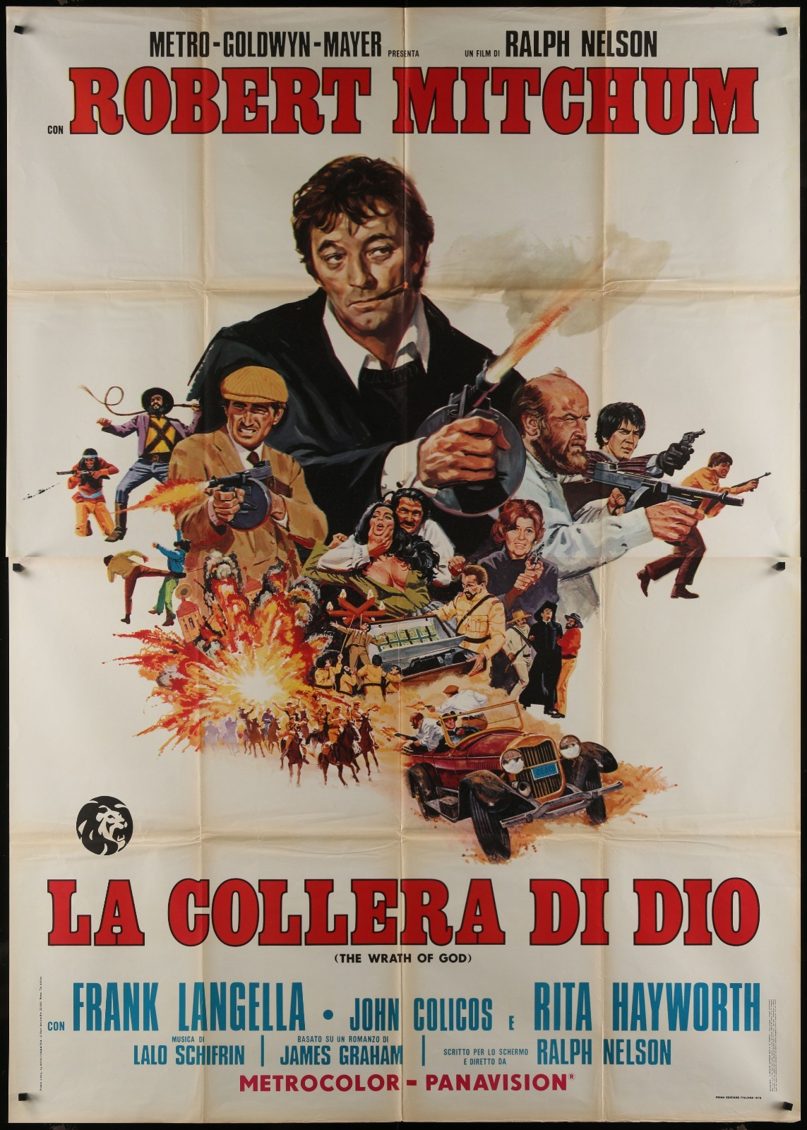 Wrath of God 1972 55x79 Italian Original Poster Robert Mitchum Rita Hayworth