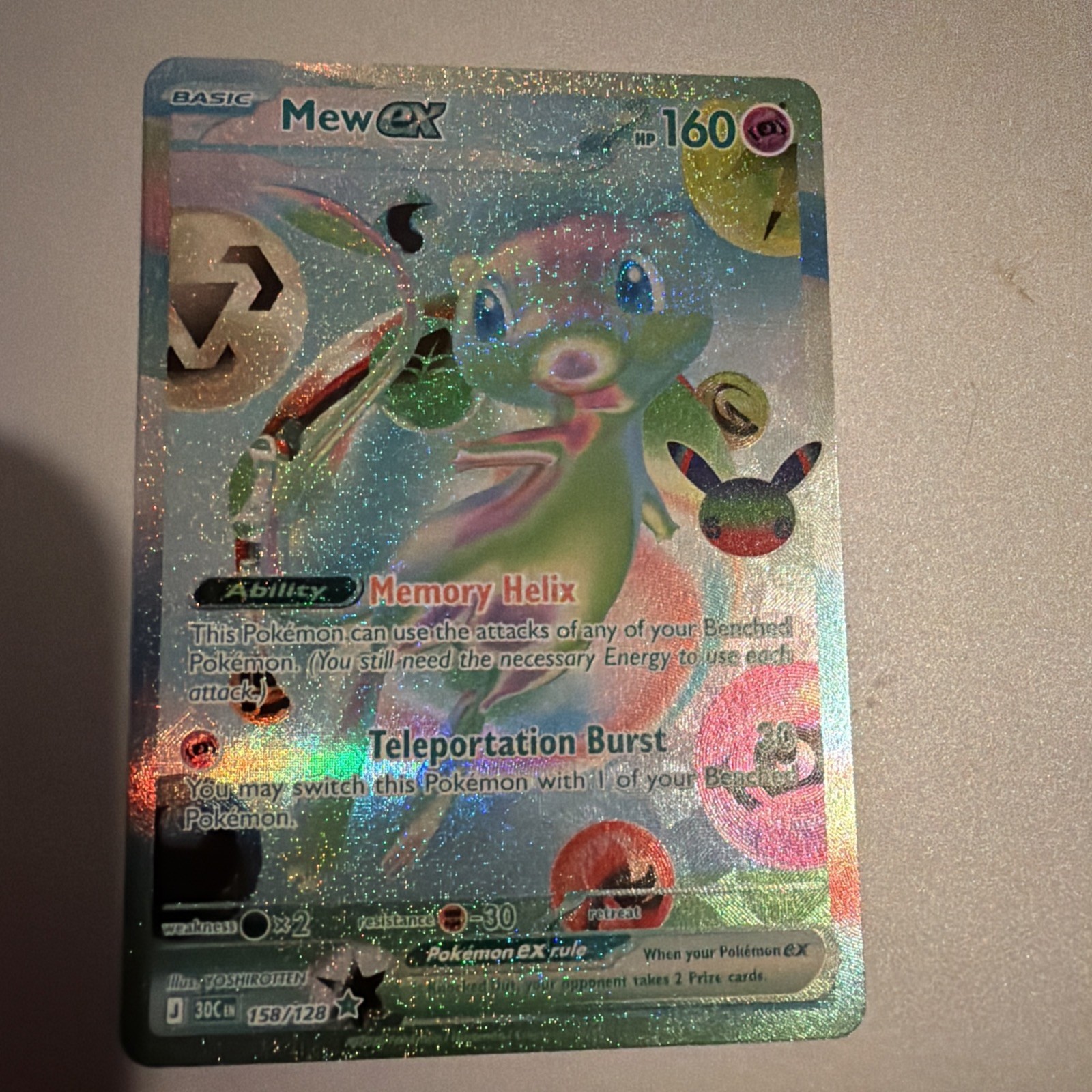 Pokémon 30th Celebration Mew ex 158/128 Full Art Holo Ultra Rare English NM Pokémon 30th Celebration Mew ex 158/128 Full Art Holo Ultra Rare English NM