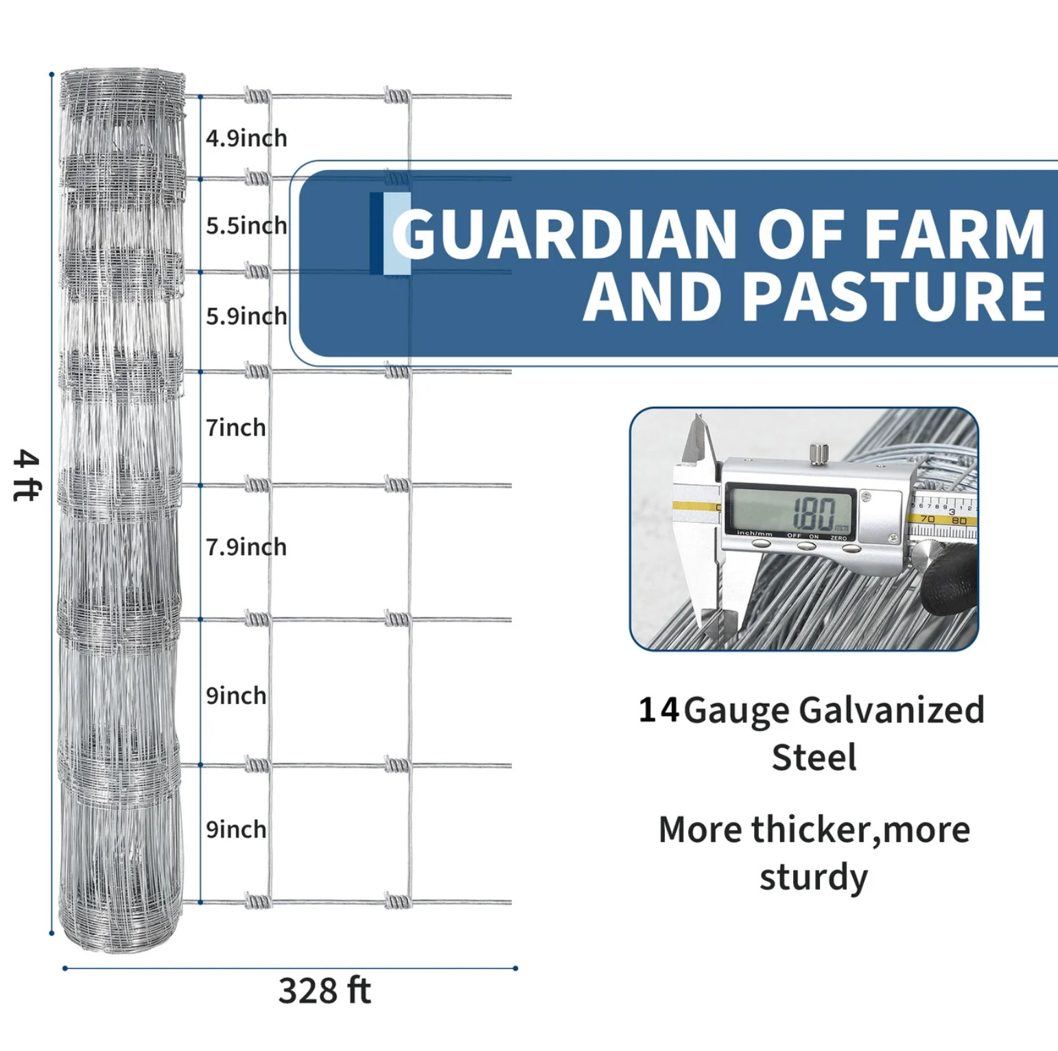 NEW 4FT 5FT 6FT x 328FT Galvanized Livestock Fence Cattle Deer Goat 