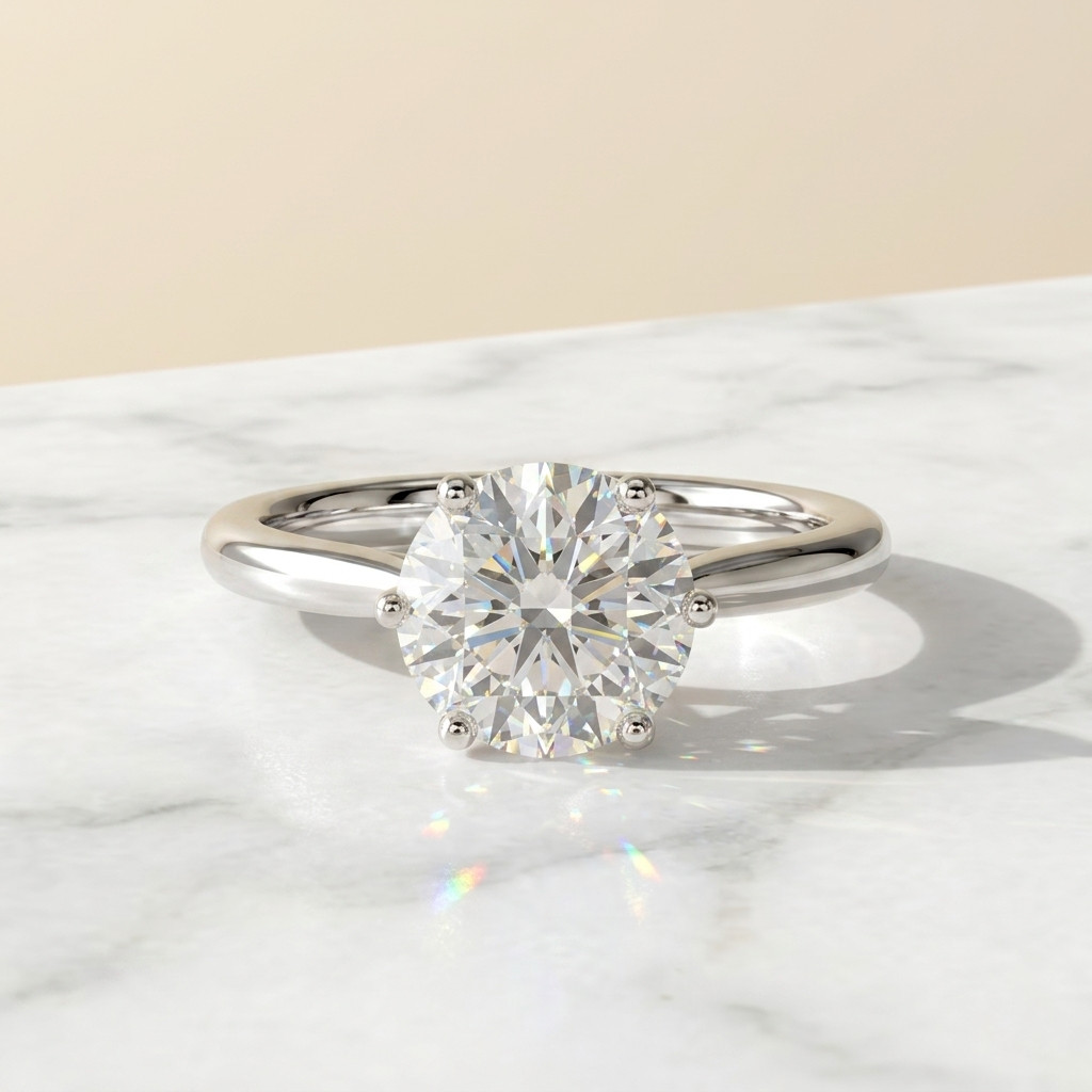 IGI 3.00Ct Round Cut Lab Grown Diamond Engagement Wedding Ring 14k White Gold