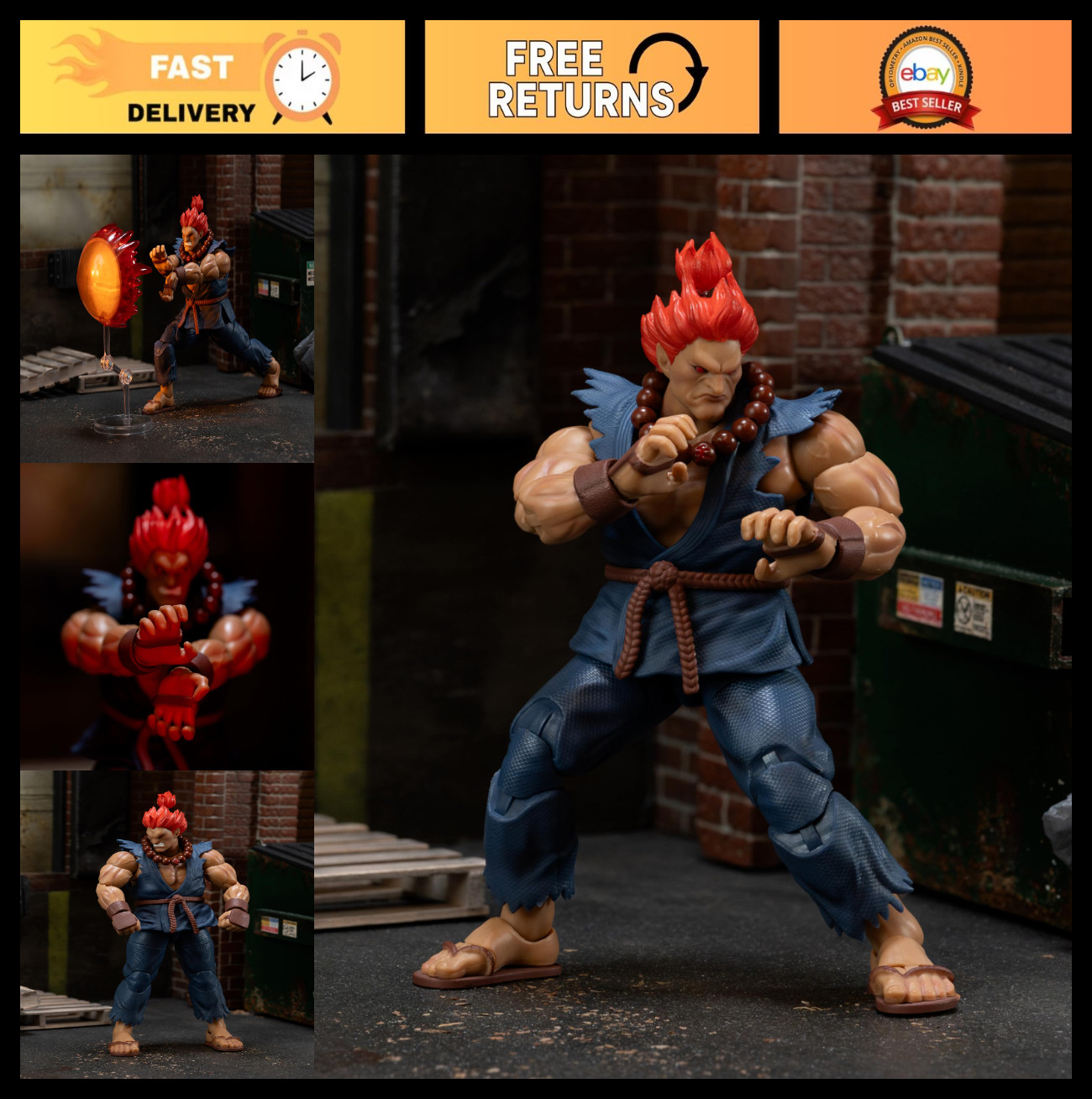 Street Fighter II Akuma Action Figure - 1:12 Scale, Premium Articulation, Access