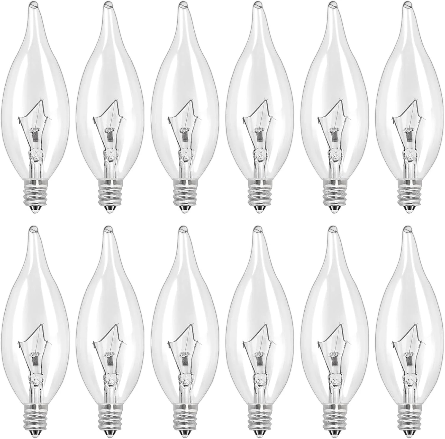 LinMiFo 12-Pack E12 B10 Clear Candelabra Base Bulb, 60W 120V Incandescent Candle