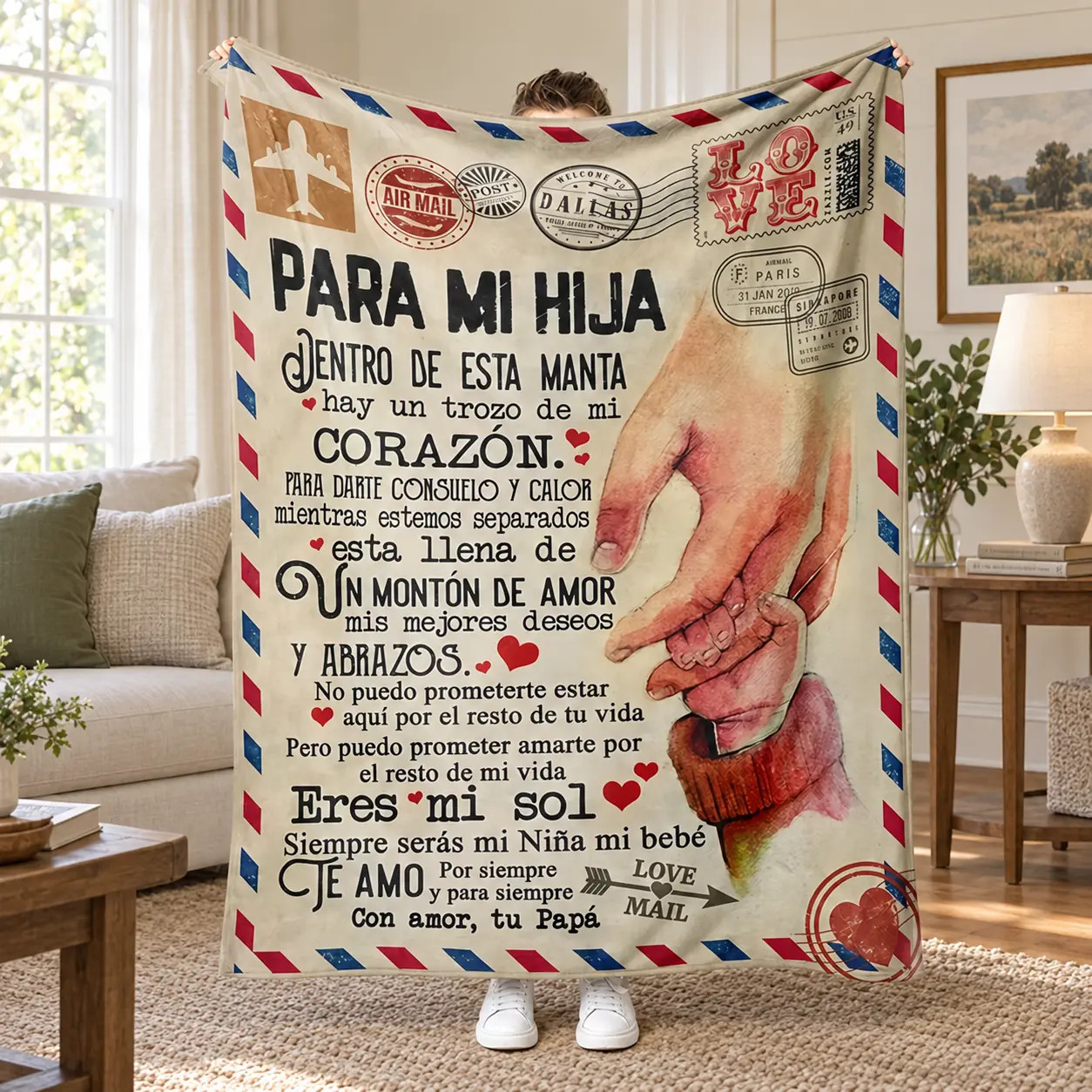 Letter to My Daughter Spanish Heart Blanket Soft Cozy Family Gift Letter to My Daughter Spanish Heart Blanket Soft Cozy Family Gift