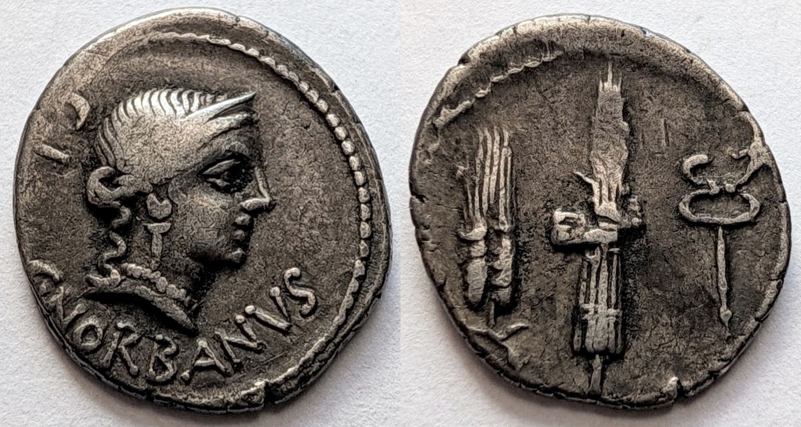 Roman Republic C Norbanus Silver Denarius 83 BC Venus Fasces Crawford 357/1b