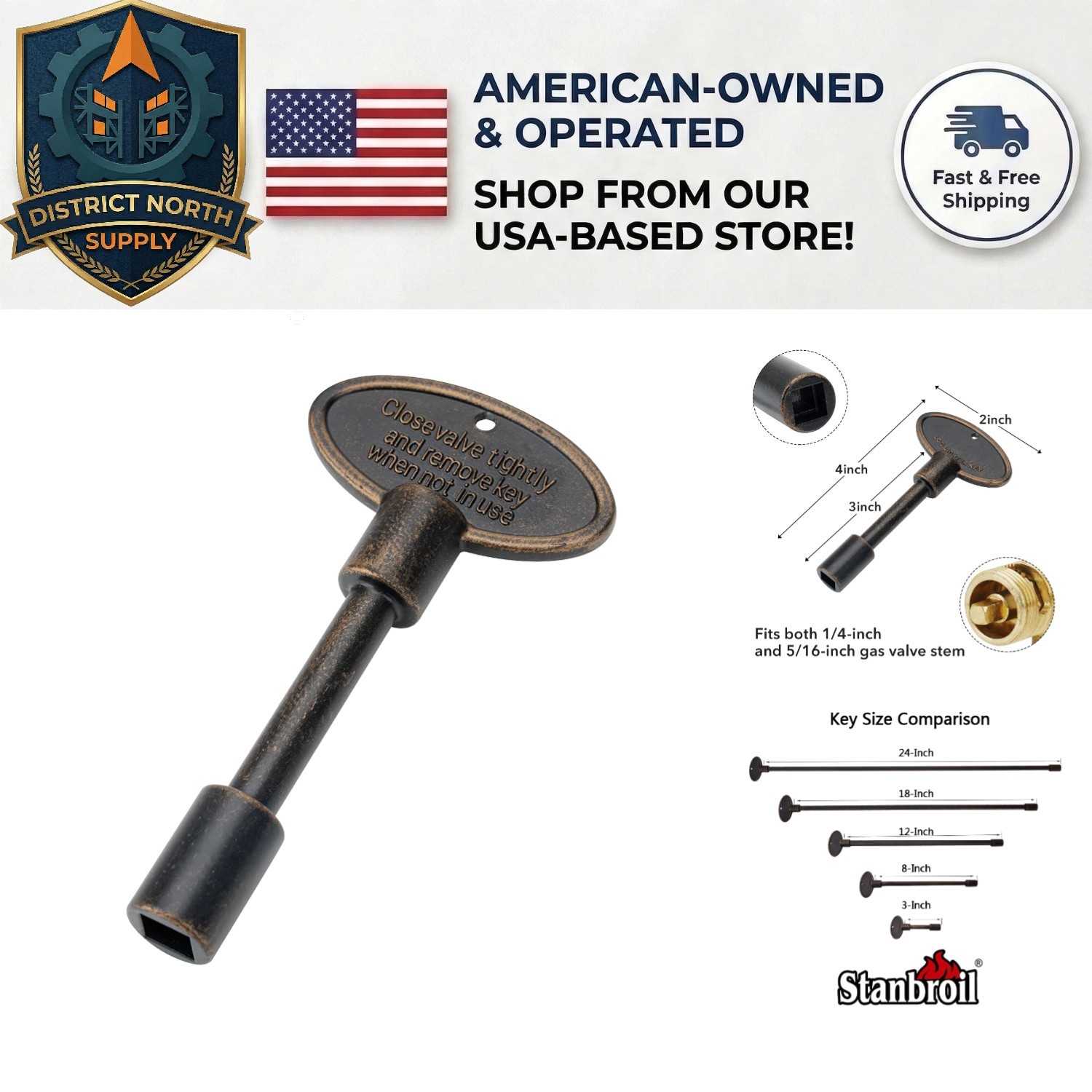 Elegant 3-Inch Antique Copper Gas Valve Key for Fire Pits & Fireplaces