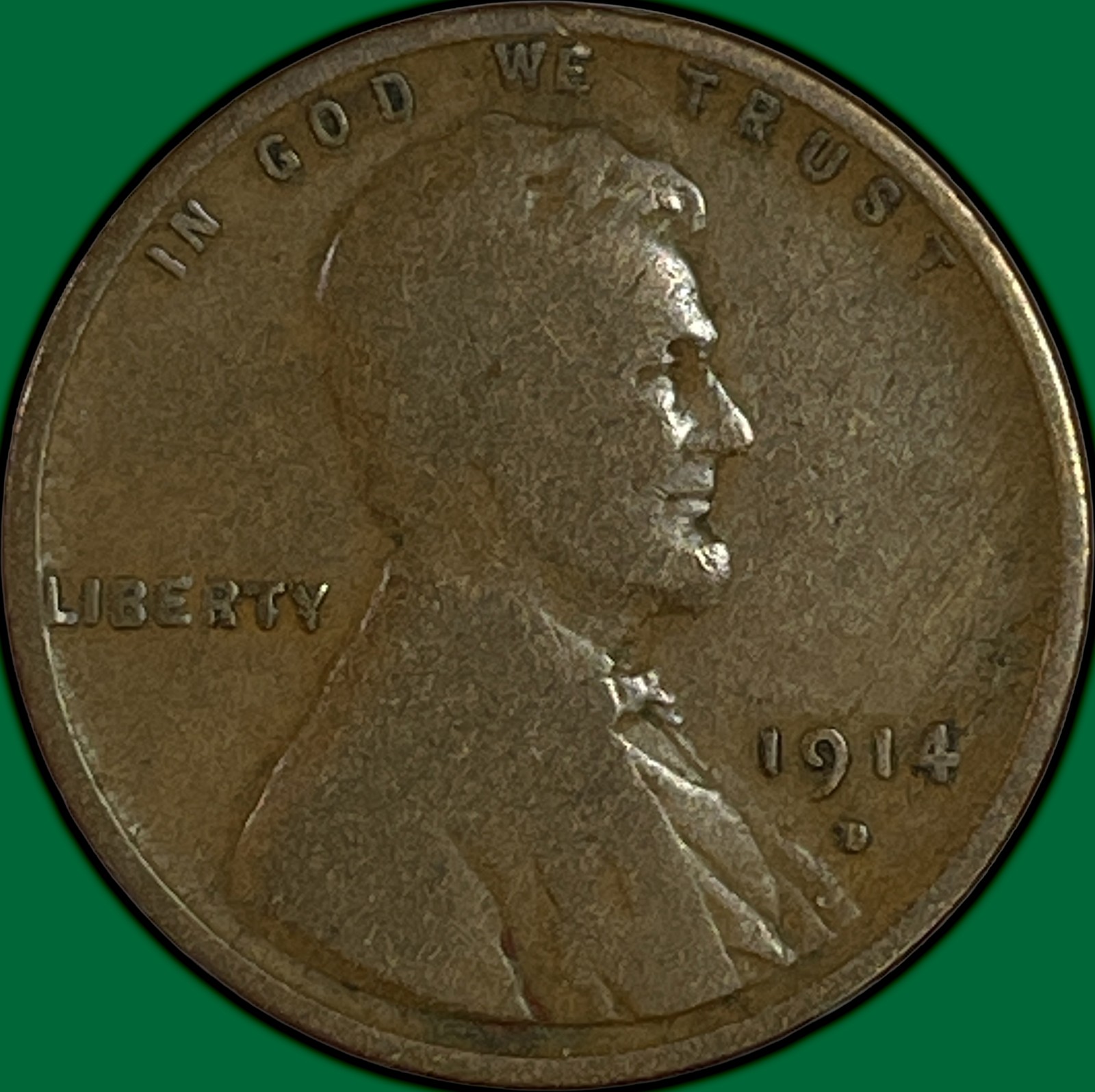 1914-D Lincoln Wheat Cent Very Good VG Coin #49189