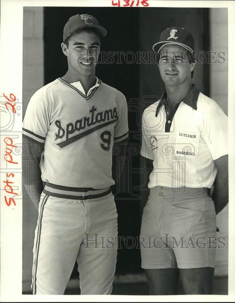 1985 Press Photo Baseball-MVP Greg Tullier with of the Year Tim Detillier