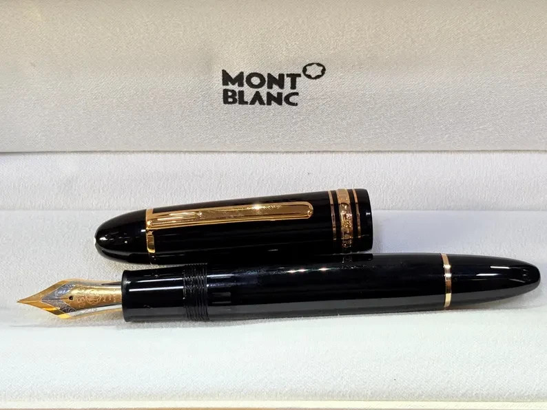 Vintage Montblanc Meisterstuck 149 Jumbo Golden Black Fountain Pen - Medium Nib