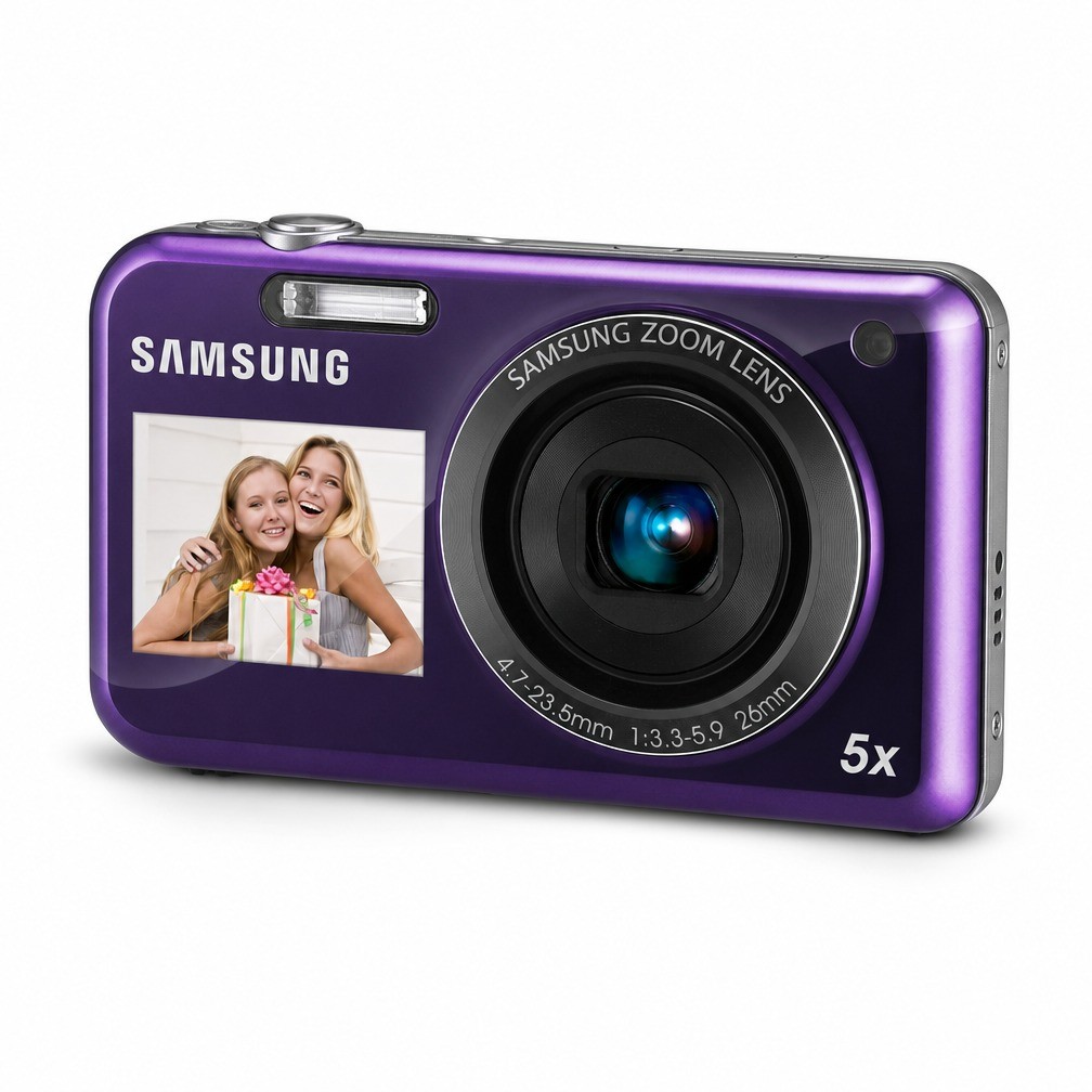 Samsung PL120 Dual Screen Camera 14.2 MP 5x Optical Zoom Built-in Flash- Purple
