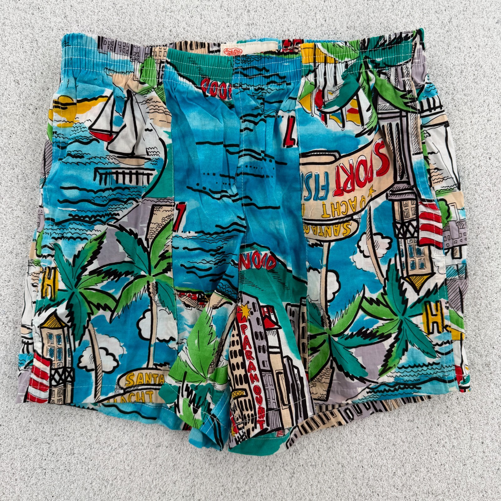 VTG Jams World Shorts Mens Medium Tropical Cityscape Surf Hawaii Cotton USA