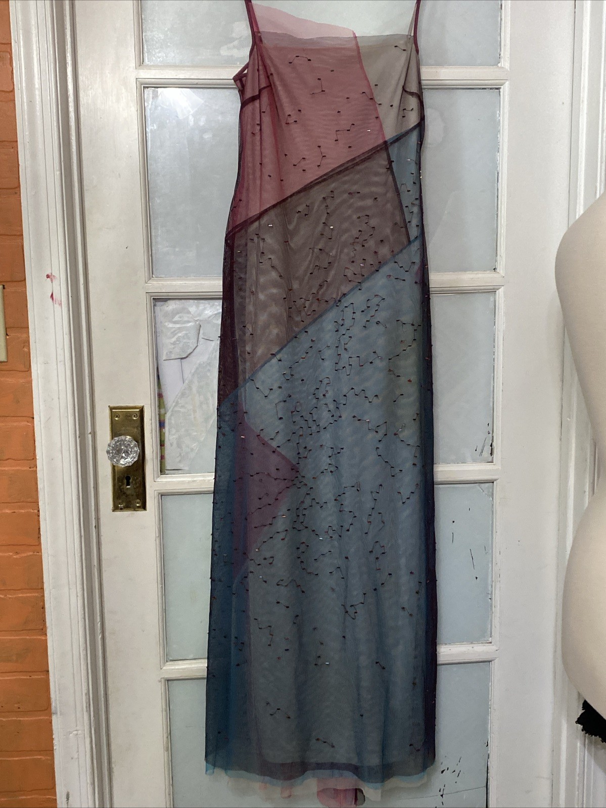 Y2k Bcbg Mesh Layered Dress Beaded Fairycore Long Size 2 (xs,s)