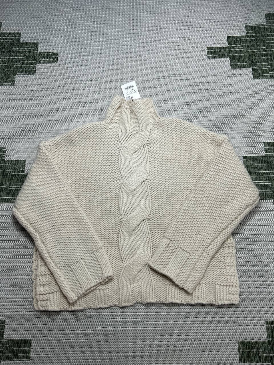 Zara Sweater Womens Small Beige Cable Knit New 