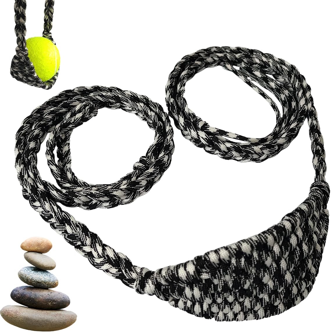 Paracord Balearic Shepherd Sling, 63 Inch Handcrafted Braided Slingshot, Roma...