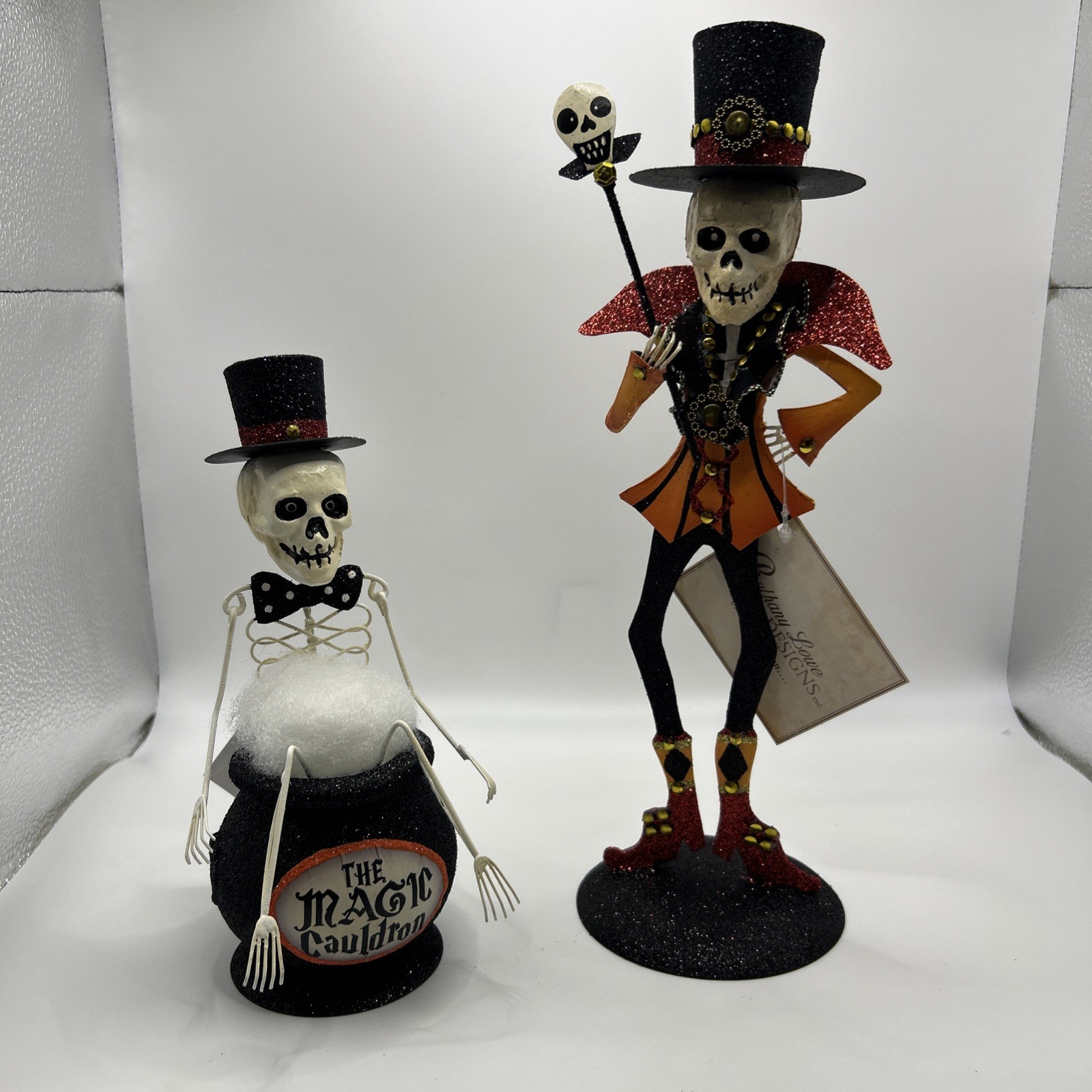 Bethany Lowe Halloween Ringmaster and Magic Cauldron Skeleton,Set of 2 Bethany Lowe Halloween Ringmaster and Magic Cauldron Skeleton,Set of 2