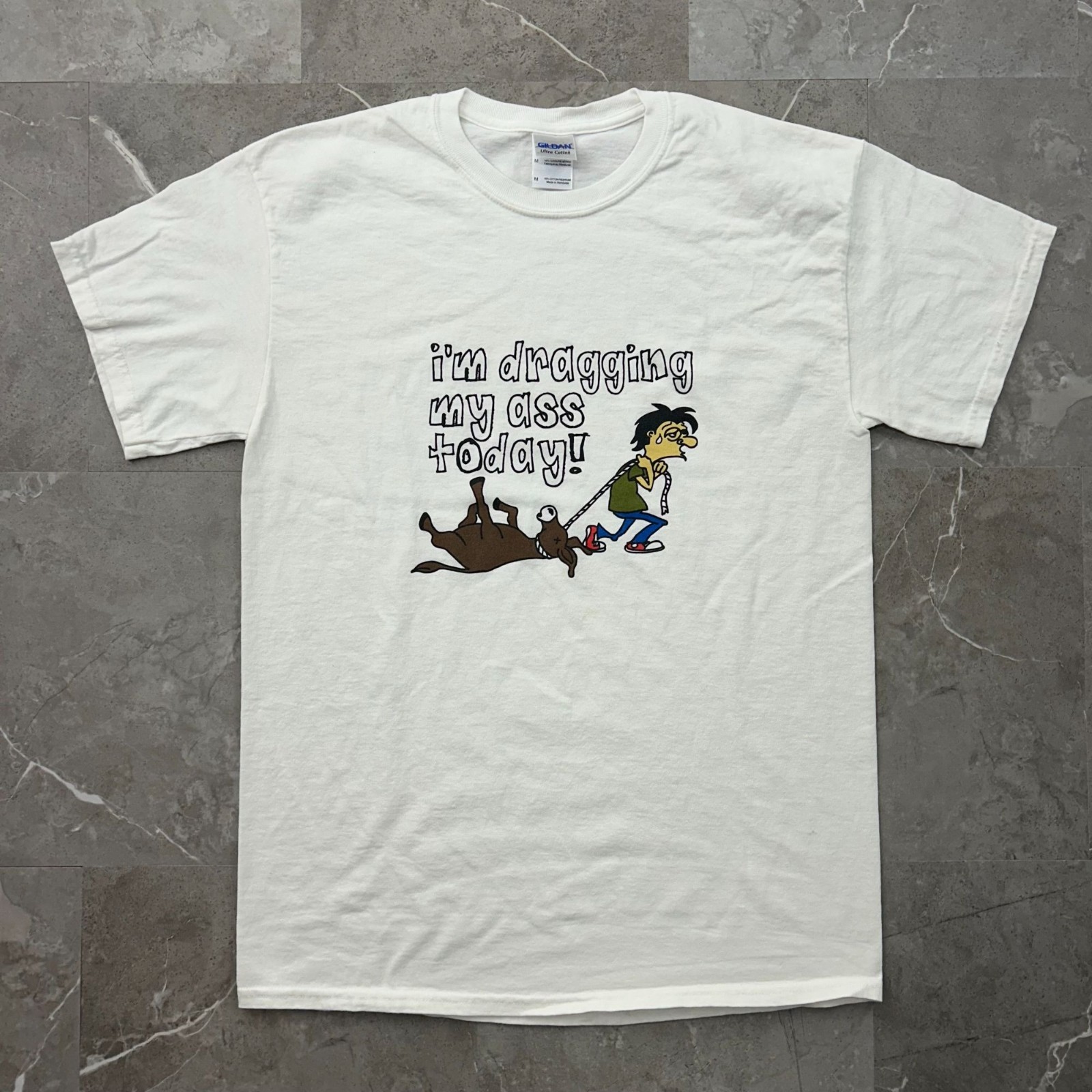 Vintage Im Dragging My Ass Today Graphic Tee Mens Medium y2k Funny Saying Shirt Vintage Im Dragging My Ass Today Graphic Tee Mens Medium y2k Funny Saying Shirt