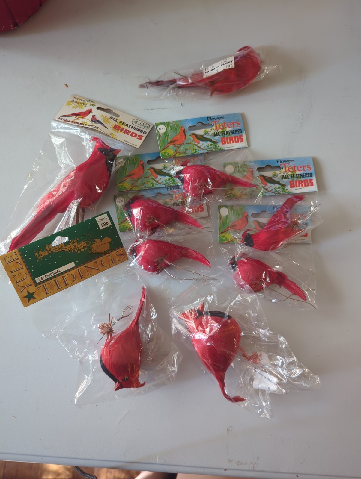 9 VTG Cardinals Ornaments. New In Package 9 VTG Cardinals Ornaments. New In Package