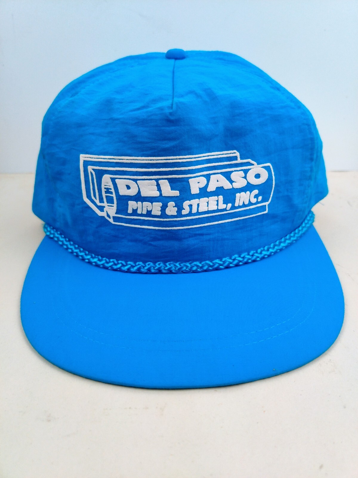 Vintage Puffy Print Del Paso Pipe G Steel California USA Trucker Hat Snapback 