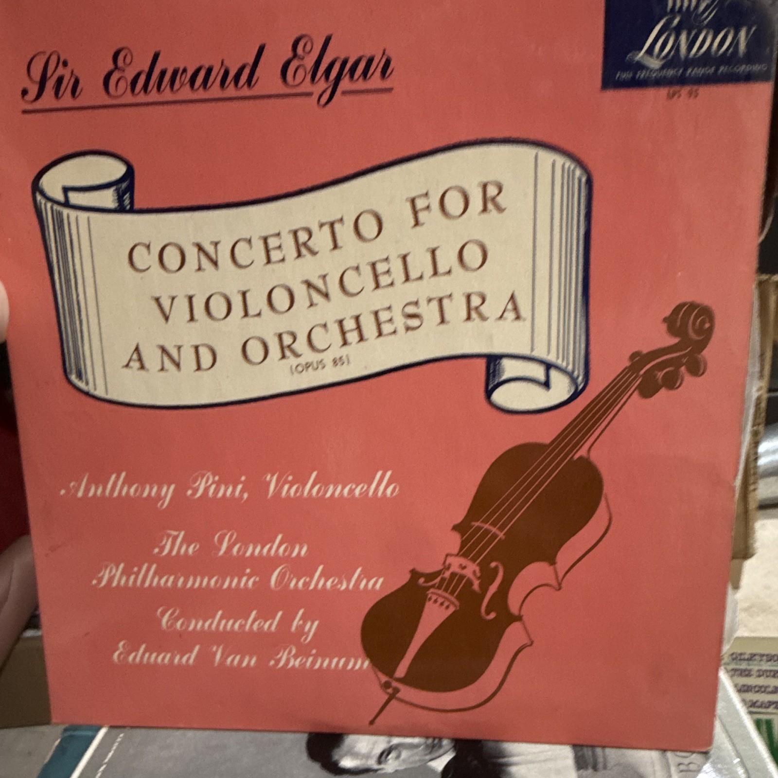London LPS 95 Anthony Pini Elgar Cello Concerto Op.85 Van Beinum LP Vinyl London LPS 95 Anthony Pini Elgar Cello Concerto Op.85 Van Beinum LP Vinyl