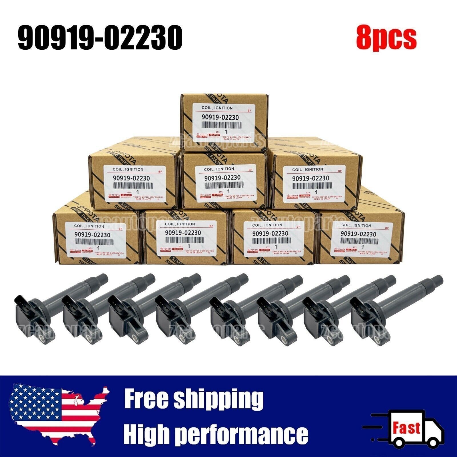 8X NEW Genuine Denso Ignition Coil for Toyota Tundra 4.7L V8 90919-02230 OEM USA