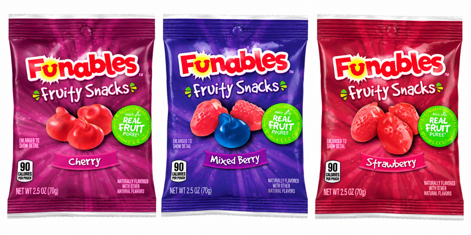 Funables Fruit Snacks,  2.5 ounce bags - Choose your flavor and count