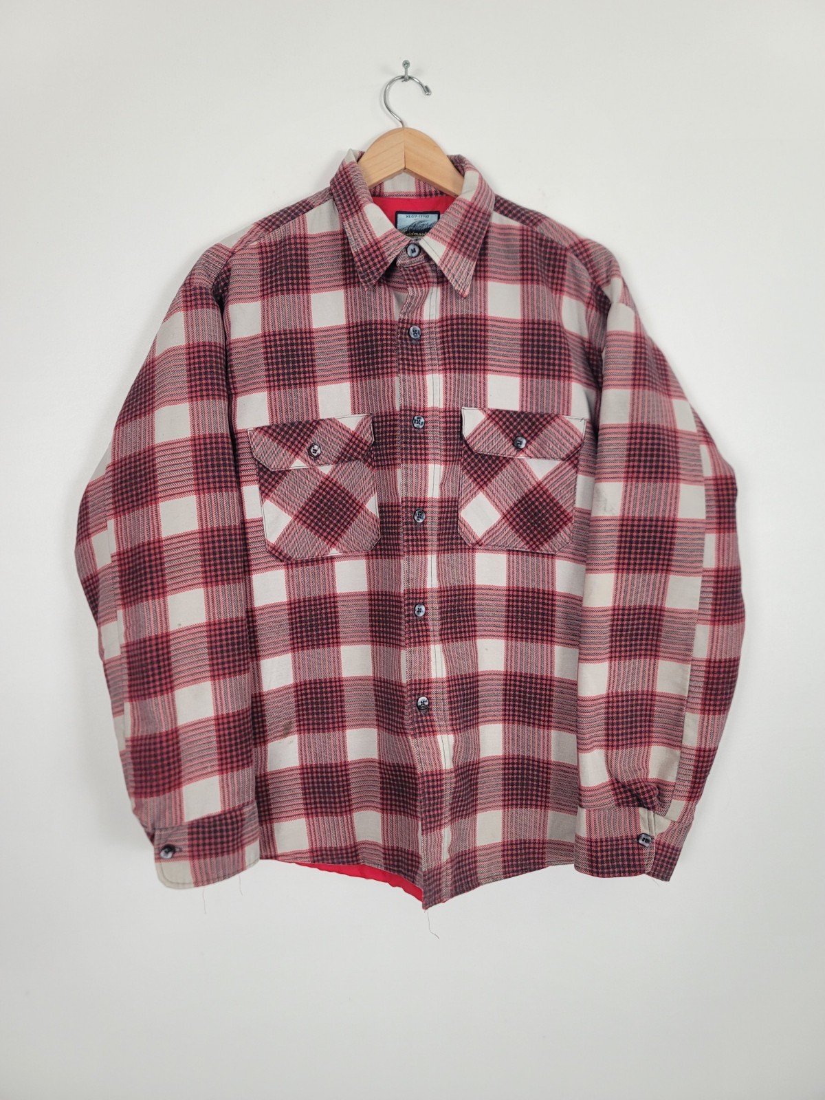 Vintage Sears Fieldmaster Perma-Prest Quilted Flannel Shirt Plaid XL Shacket USA