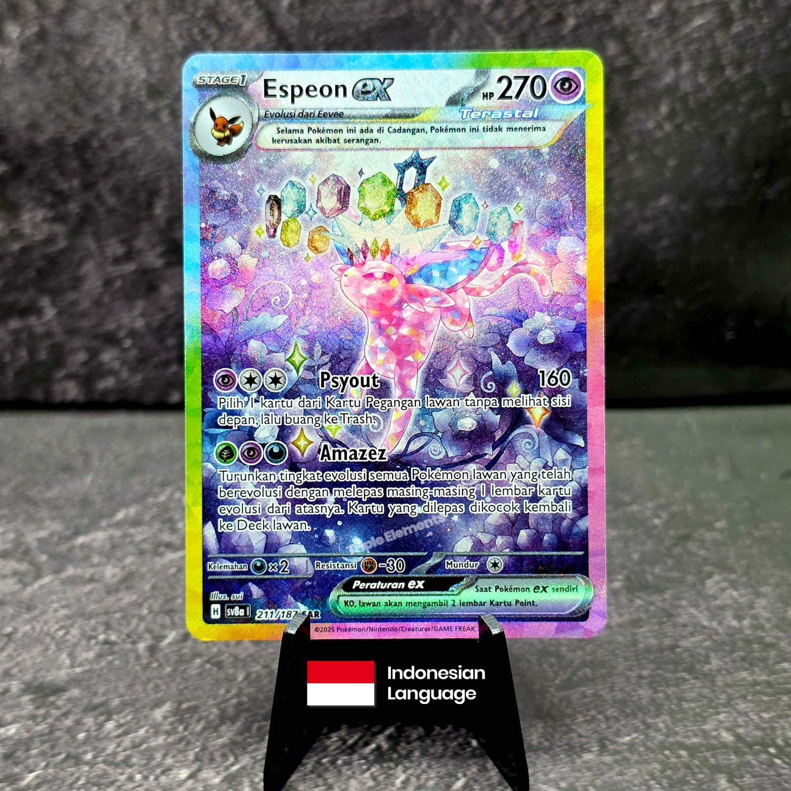 Espeon EX Pokemon Card SAR 211/187 NM Festival Terastal SV8a - Indonesia