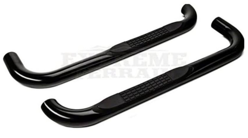 Redrock  4 x4 3-inch Round side Step  Bars, Semi-Gloss Black