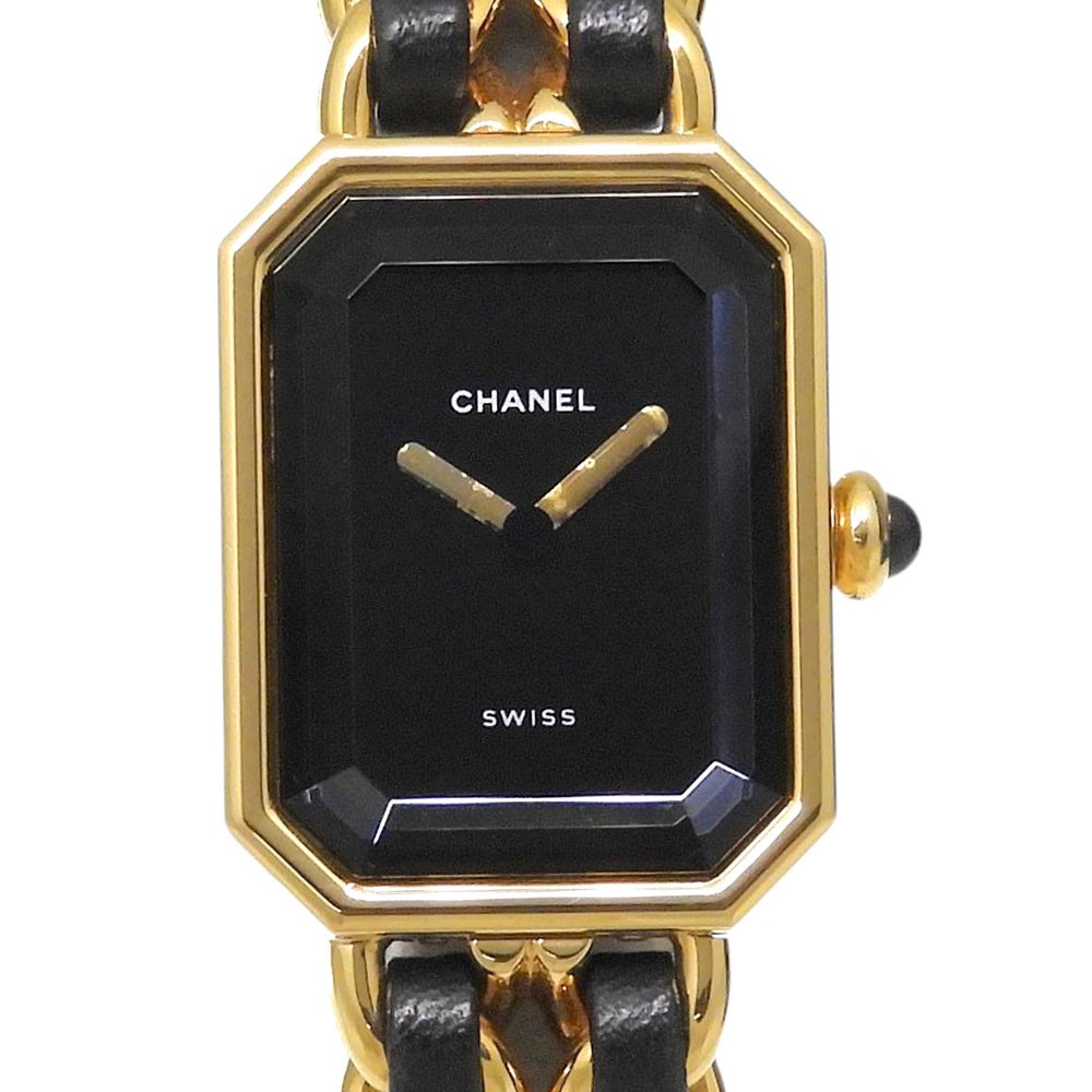 CHANEL Premiere L Watches H0001 blackDial Plated Gold/leather Quartz Analo...