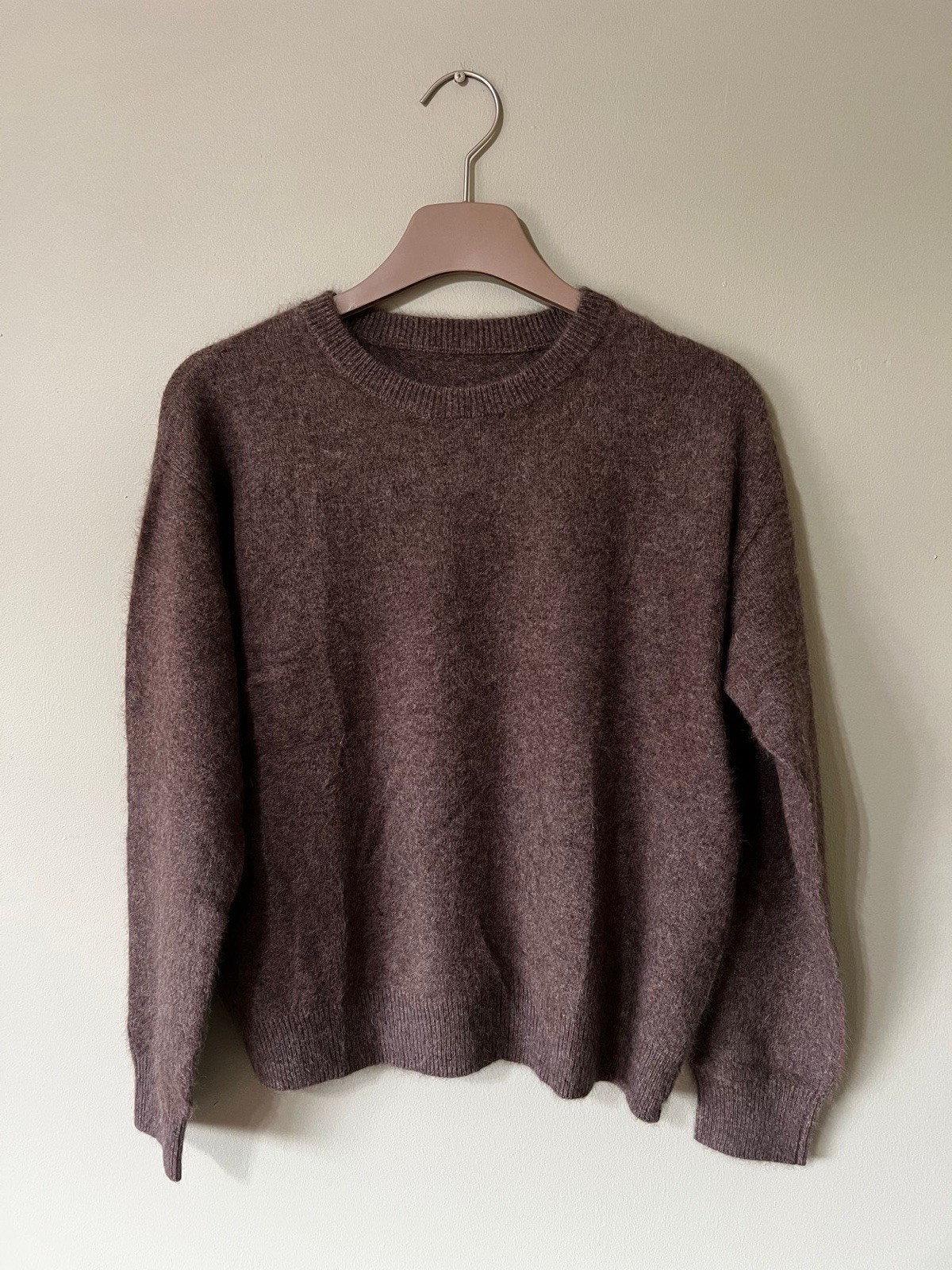 100% Pure Yak Wool Pullover Brown P2P54cm Length 59cm M Skin Friendly Soft