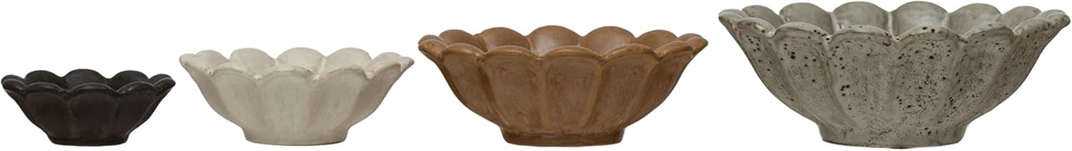 Creative Co-Op Stoneware Flower Set of 4, 6 Creative Co-Op Stoneware Flower Set of 4, 6