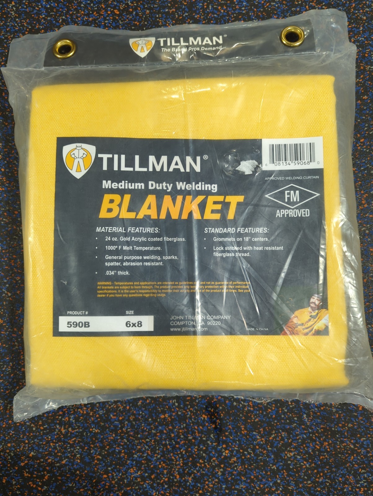 Tillman 590B 6x8 Welding Blanket Gold Acrylic Coated Fiberglass New Sealed