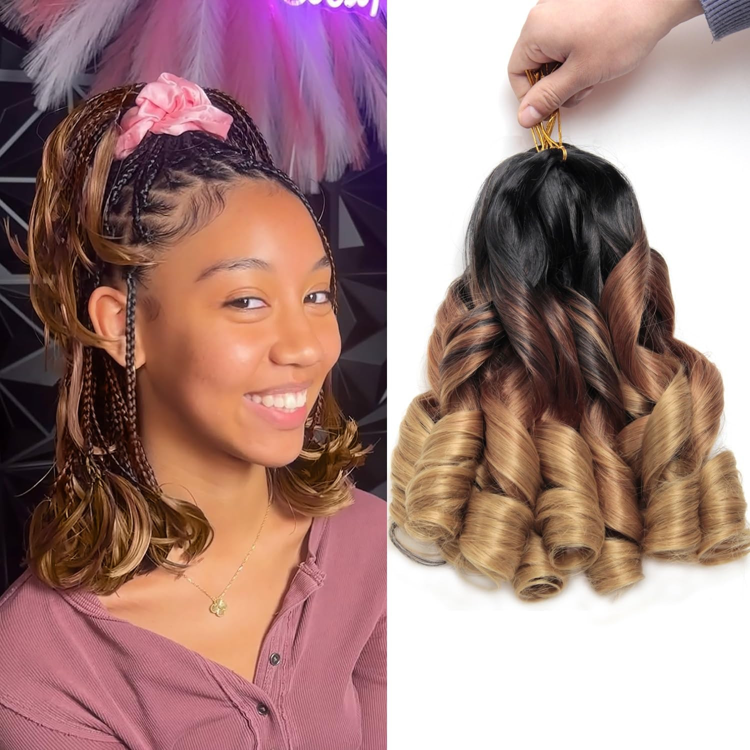 French Curl Braiding Hair 12Inch 8Packs French Curl Crochet Braids Short Curly