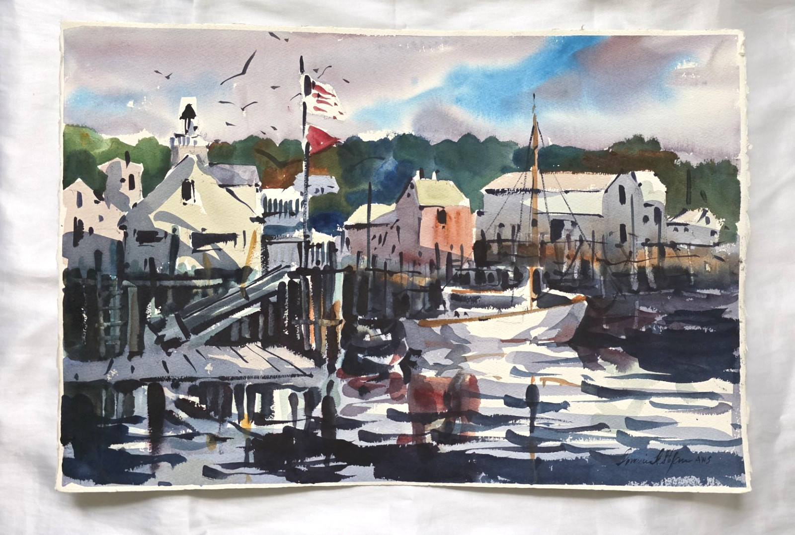 Domenic DiStefano-RI/MA AWS Realist WATERCOLOR PAINTING 22 x 15