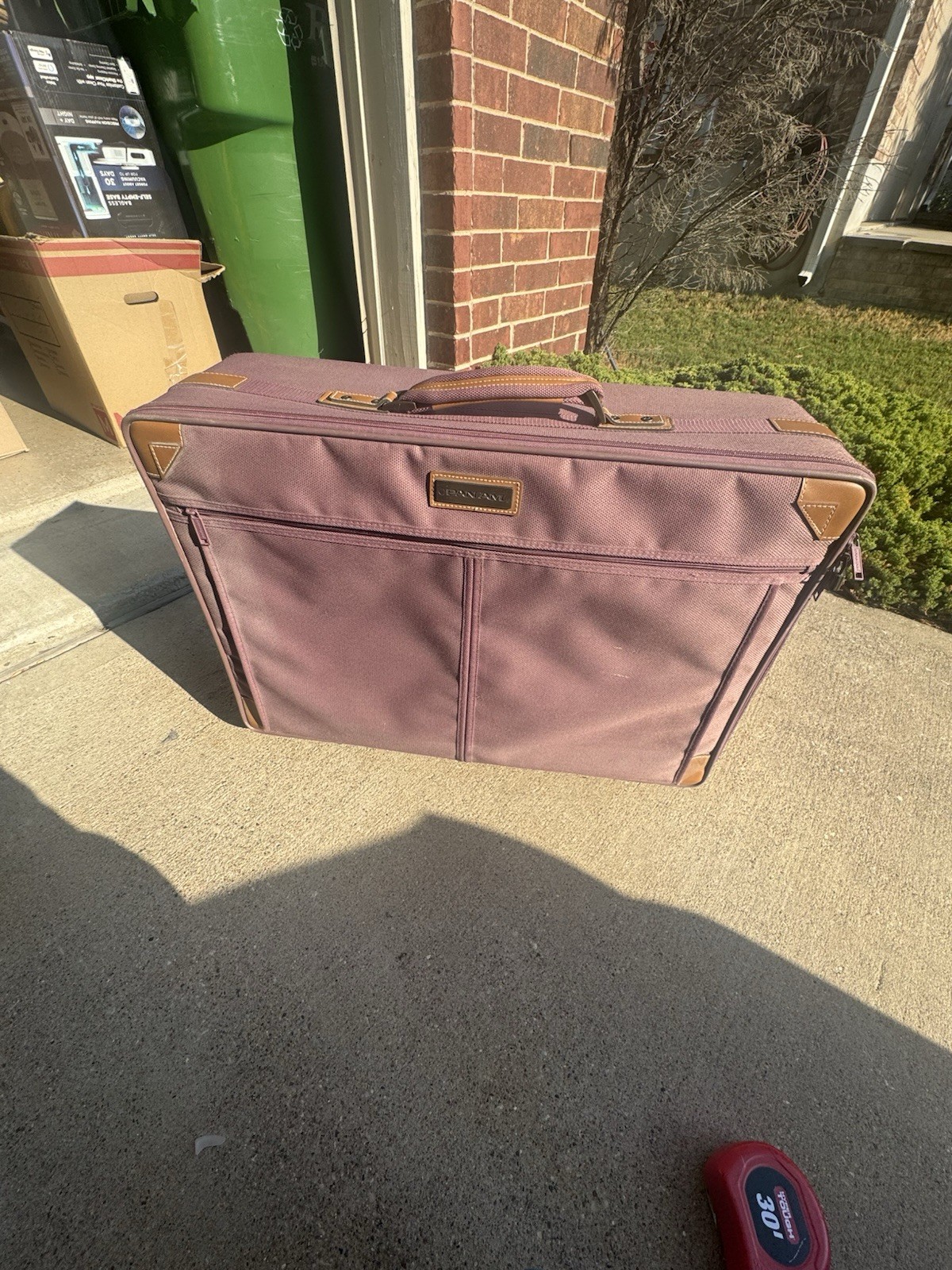 Vintage Pan Am Canvas Mauve Suitcase 26” X 19” X 8” Vintage Pan Am Canvas Mauve Suitcase 26” X 19” X 8”