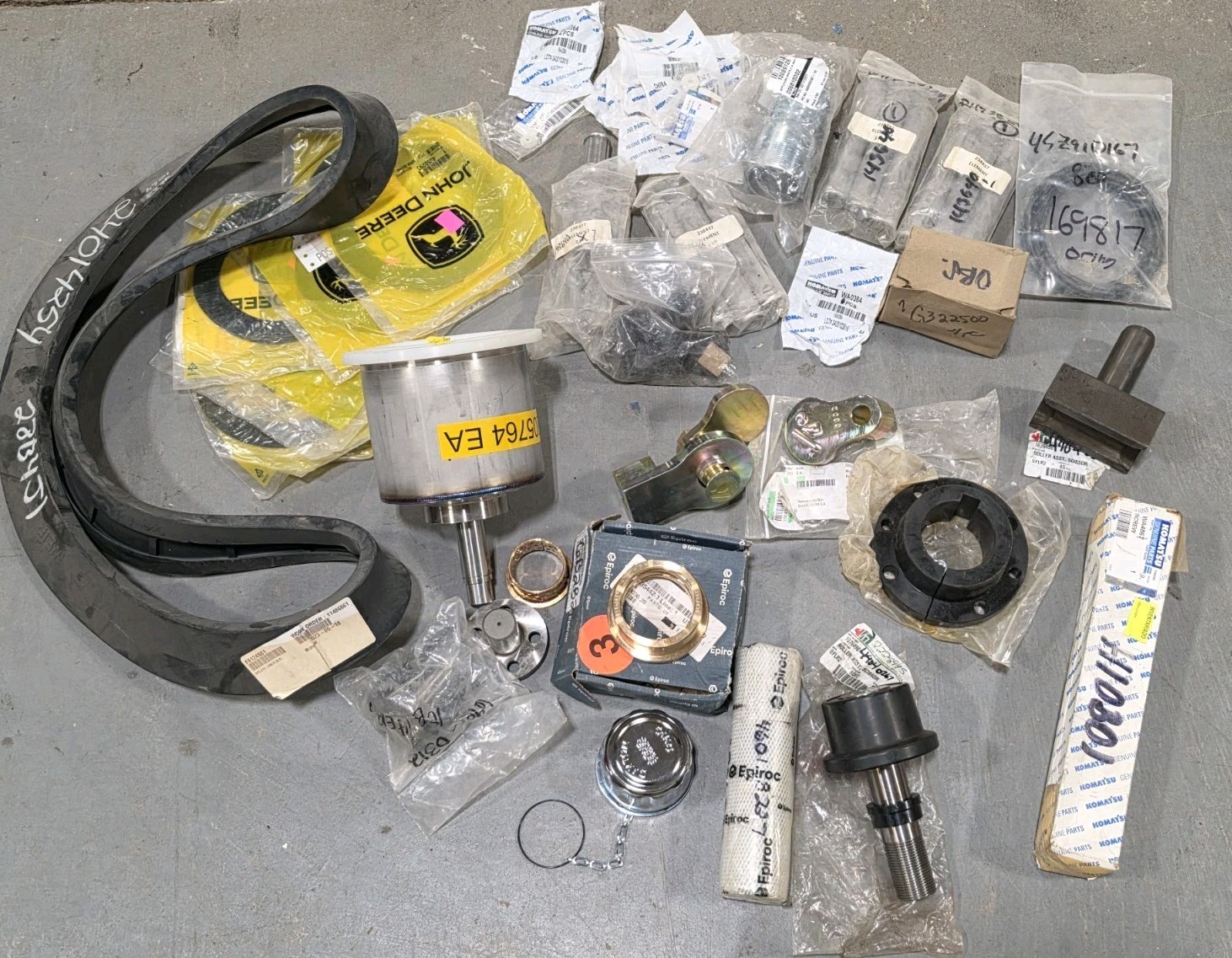 Lot Of Epiroc / Komatsu / Deere Timberock Mining Parts -Rollers Pins Filters-NEW Lot Of Epiroc / Komatsu / Deere Timberock Mining Parts -Rollers Pins Filters-NEW